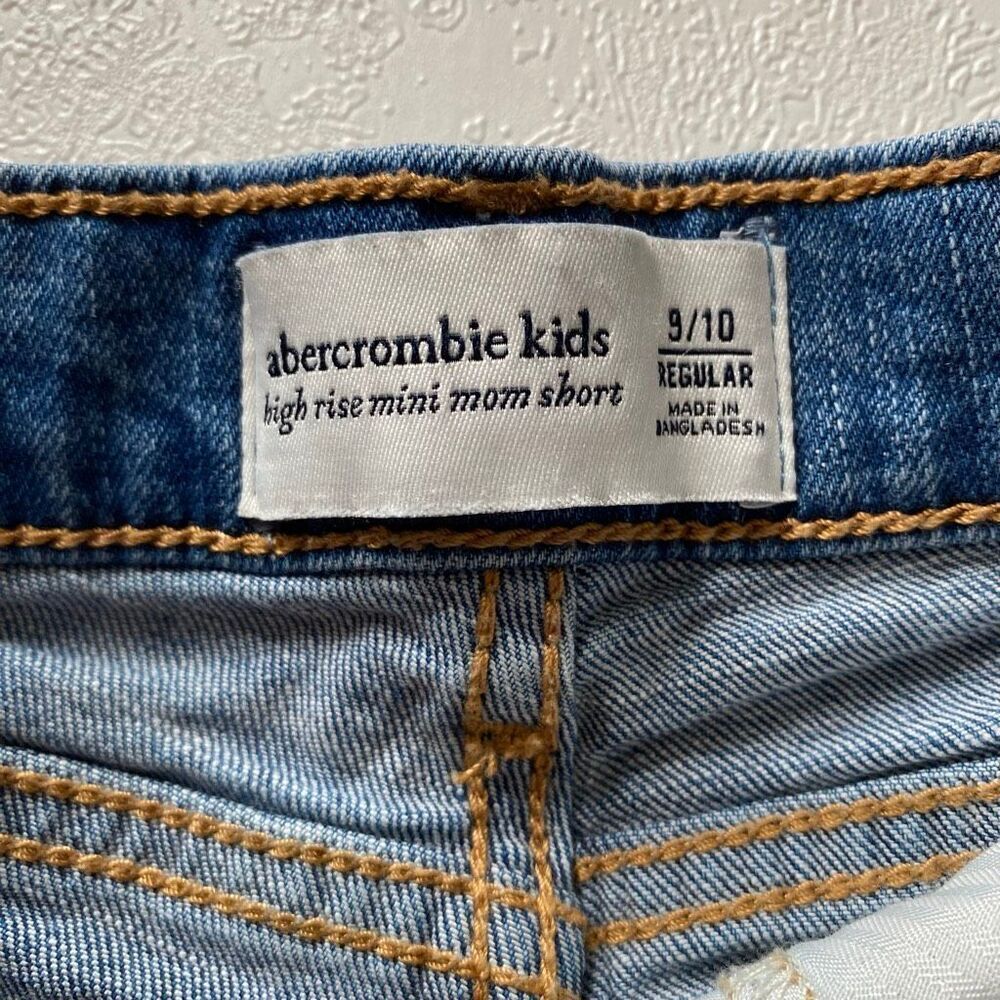 Abercrombie Kids High Rise Mini Mom Shorts 9/10 Blue Denim Stretch Summer - Picture 3 of 10